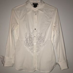 Bebe button down white blouse